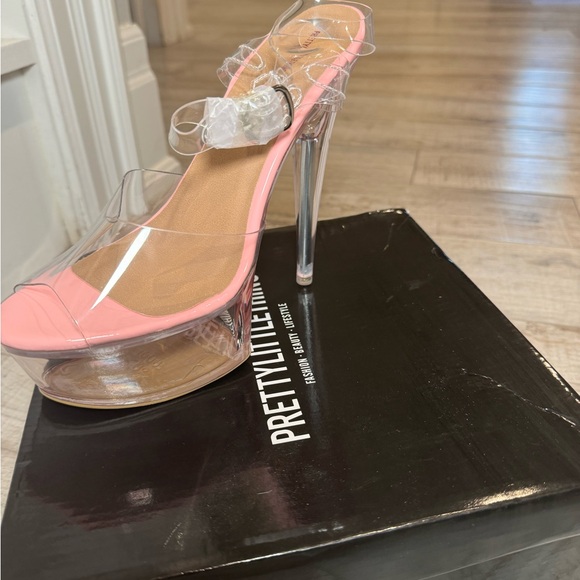 Pretty Little Thing Pink Clear Platform Heels - Picture 2 of 3